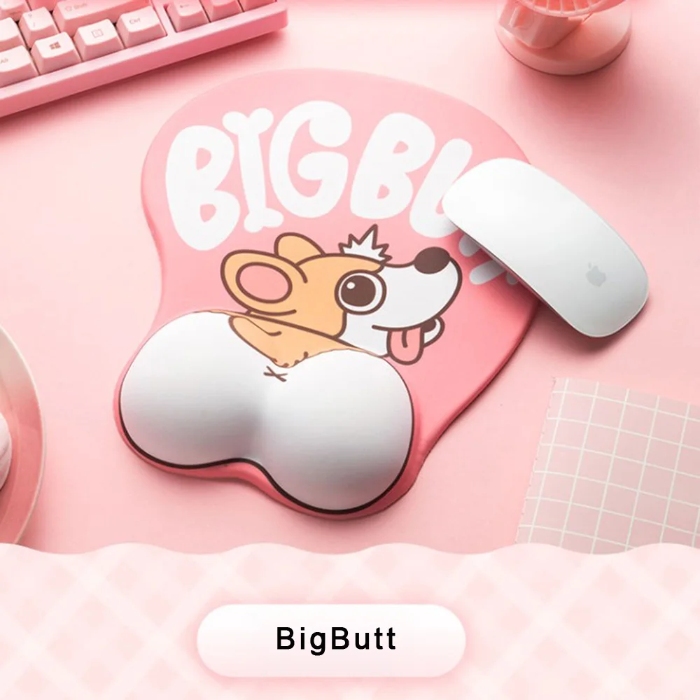 Ergonomic 3d Mouse Pad Soft Silicon Gel Anime Mousepad With Wrist Support Cute Corgi Dog Big Butt Mouse Mat For Girls Gift Pink Office School Supplies Office Products Urbytus Com