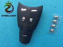 1 pçs de nova substituição chave escudo para saab 93 95 9-3 9-5 4 botão do carro remoto de borracha fob caso + 4 pçs micro interruptores acessórios