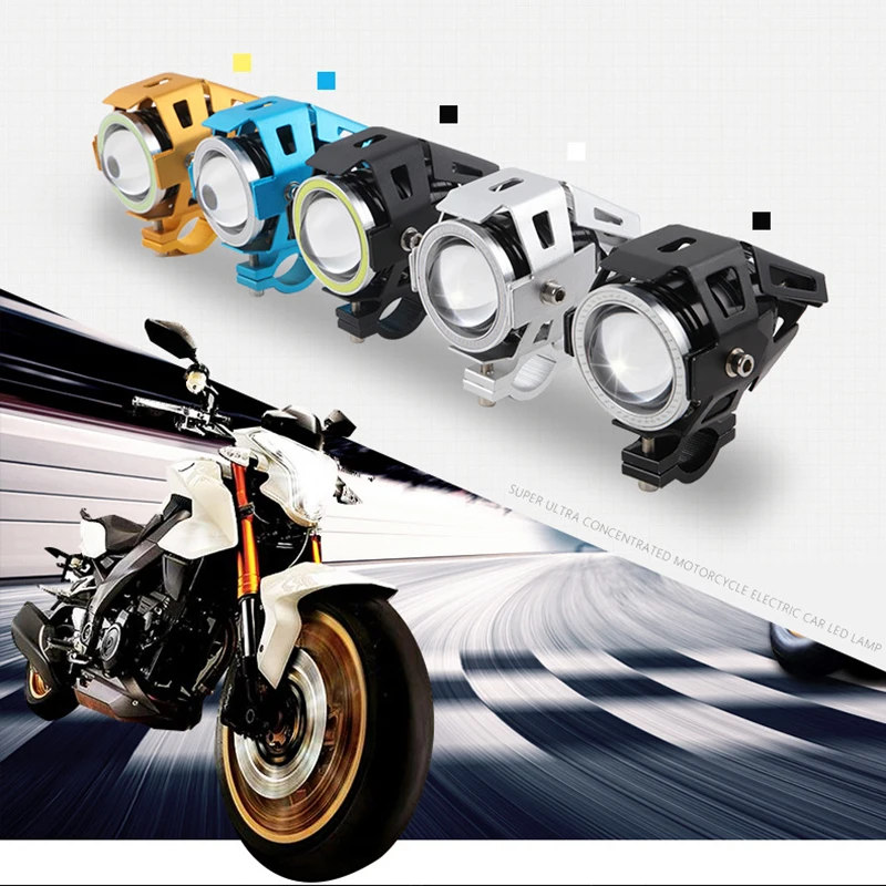

2 PCS 125W Motorcycle headlight 3000LM Driving Auxiliary Head Lamp Light 12V U7 LED Motobike Spotlight Headlamp