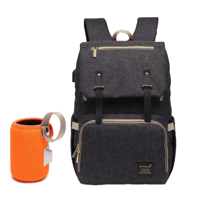Сумка для подгузников, рюкзак папы для мам, сумка для детской коляски, водонепроницаемая сумка Оксфорд, сумка для пеленки для ухода, наборы, сумка для беременных, USB держатель для подогрева - Цвет: black
