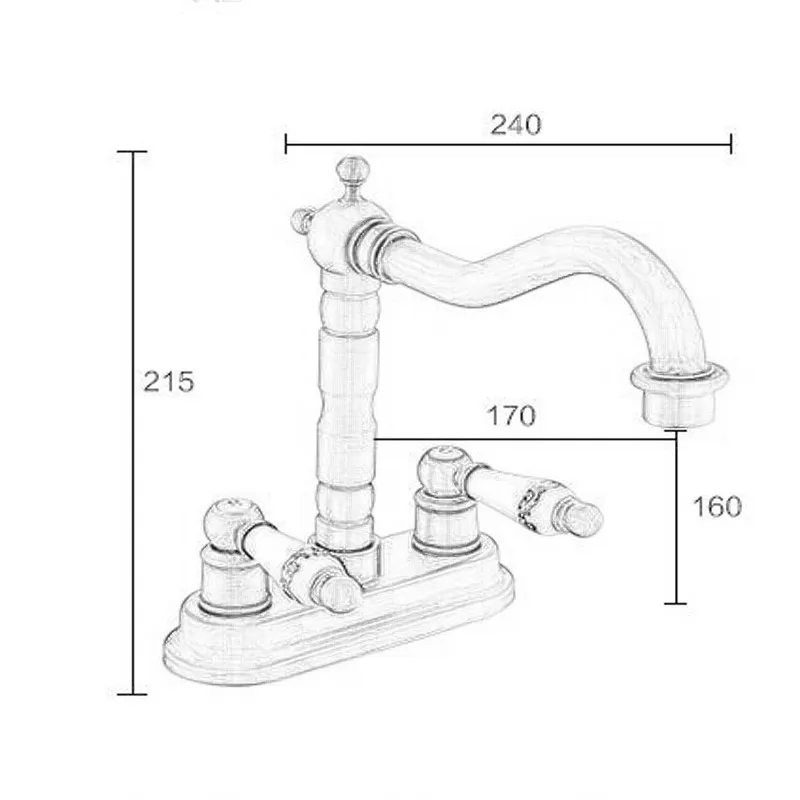 Antique Brass Basin Faucet Ceramic Handles 4