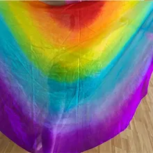 Недорогой Радужный шарф сценический реквизит Полукруг ручной танец живота шелковая Фата индивидуальный цвет и размер