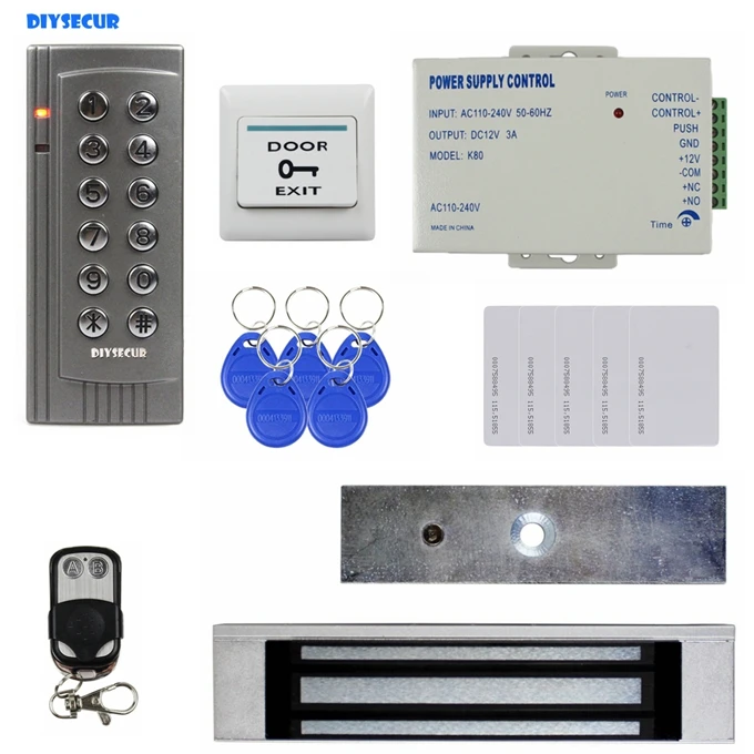 Diysecur пульт дистанционного управления 125 кГц EM RFID считыватель пароль дверной Система контроля доступа комплект+ 180 кг Электрический магнитный замок K4