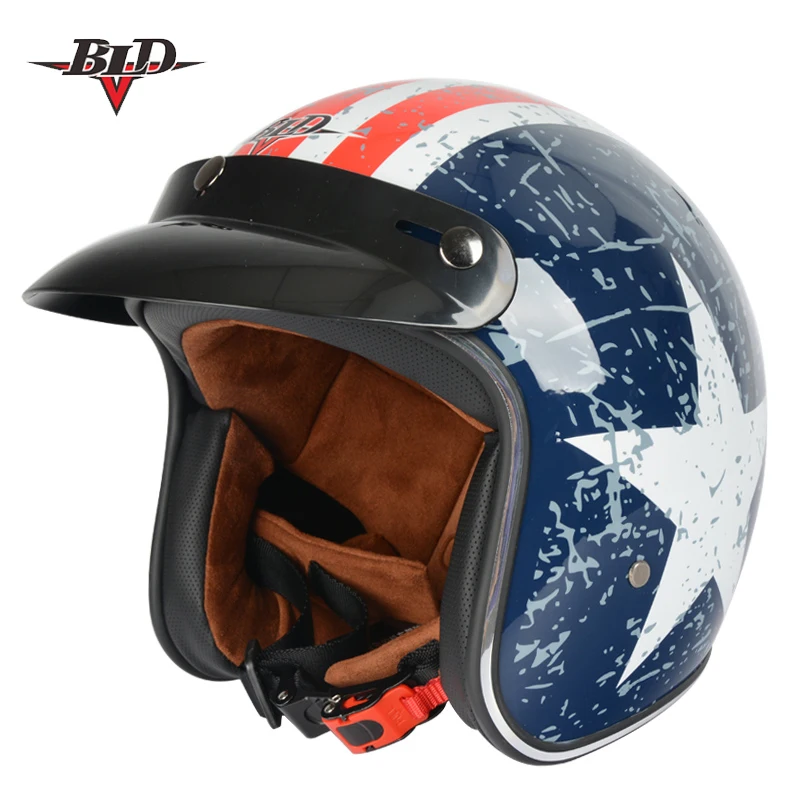 Moto rcycle шлем jet винтажный шлем с открытым лицом Ретро 3/4 полушлем casco moto capacete moto queiro DOT - Цвет: 1