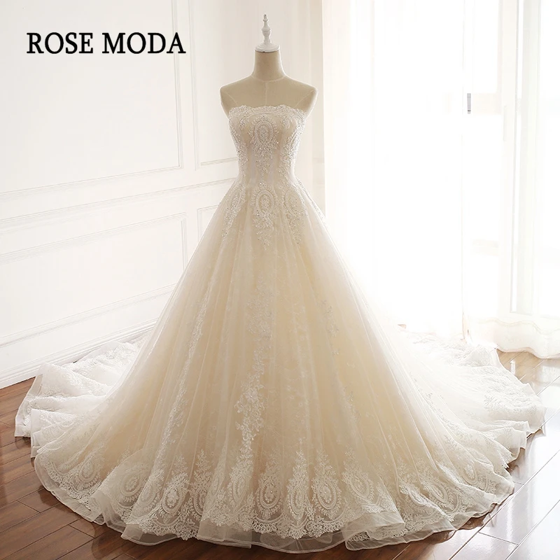 Роза Мода потрясающее кружевное свадебное платье Принцесса Свадебное бальное платье с 3D цветами реальные фотографии