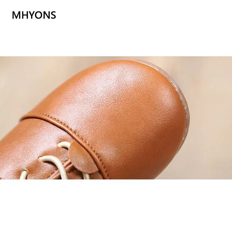 Новинка 2019 кожаная обувь MHYONS для девочек детская мальчиков и Винтажная принцессы