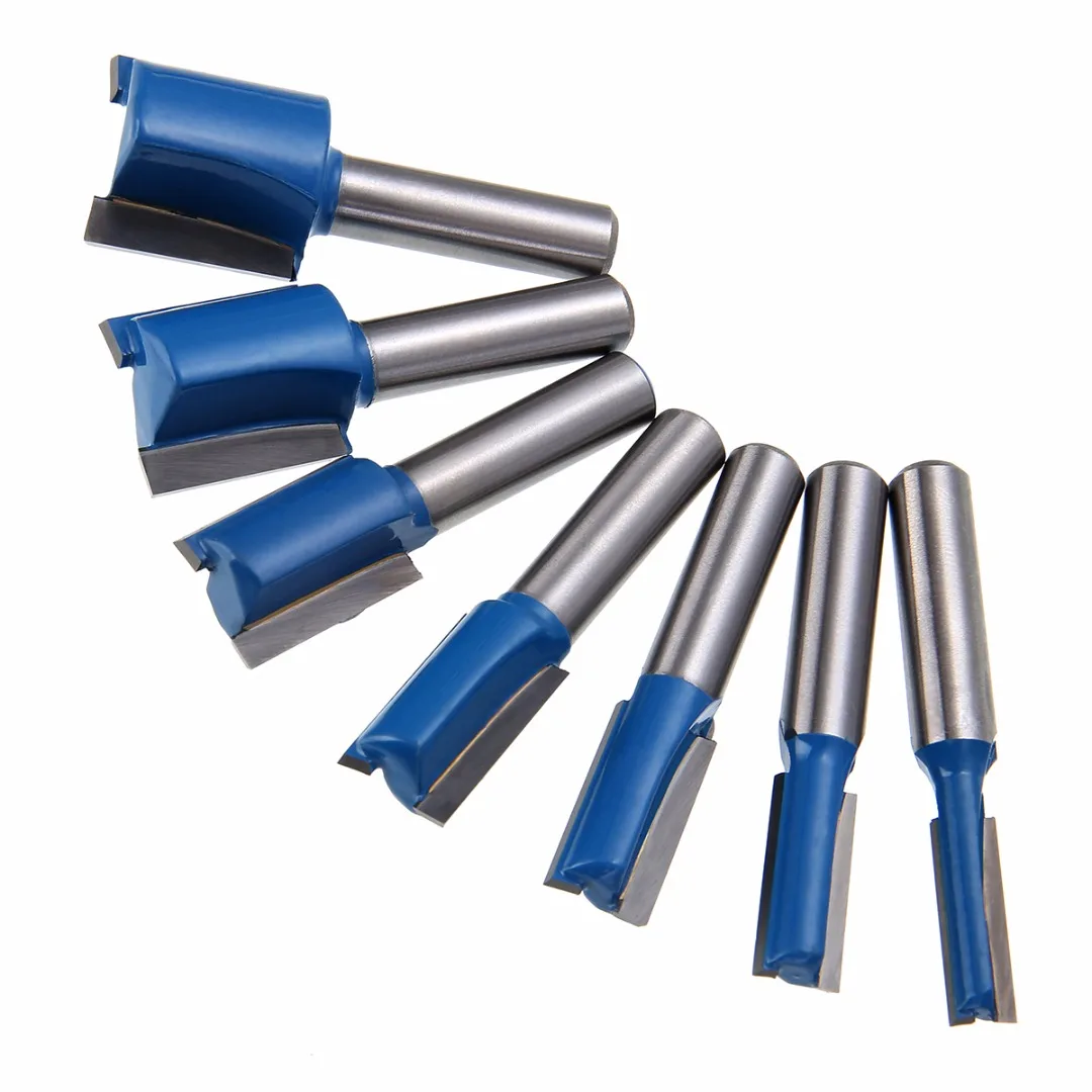 7pcs 6 8 10 12 14 18 20mm Diameter Router Bits 8mm Shank Straight Dado Woodworking