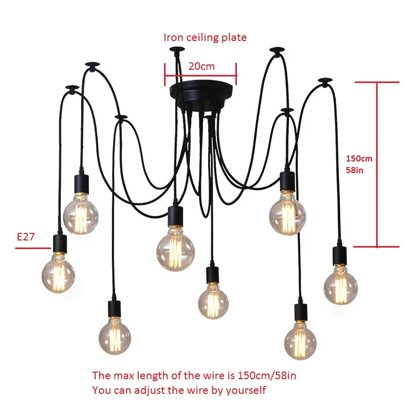 Светодиодный светильник-люстра для кухни в стиле ретро, промышленный светильник-паук для гостиной, бара, кухни, ресторана, лофт, Techo, E27, Lustre Luminaria