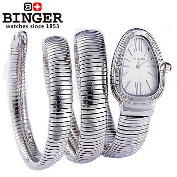 Promotion Newest Fashion Watches women Binger Snake Stainless teel Strap CZ diamond dial quartz watch Rhinestone