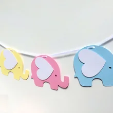 Цвет на заказ слонов во-первых баннеры для дня рождения Свадебные гирлянды для крещения baby shower вечерние украшения Фотокабины
