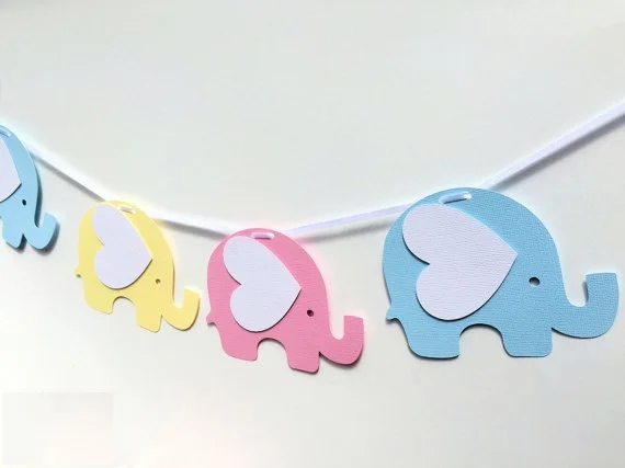

custom color elephants first birthday banners wedding garlands baptism baby shower party decorations photobooth