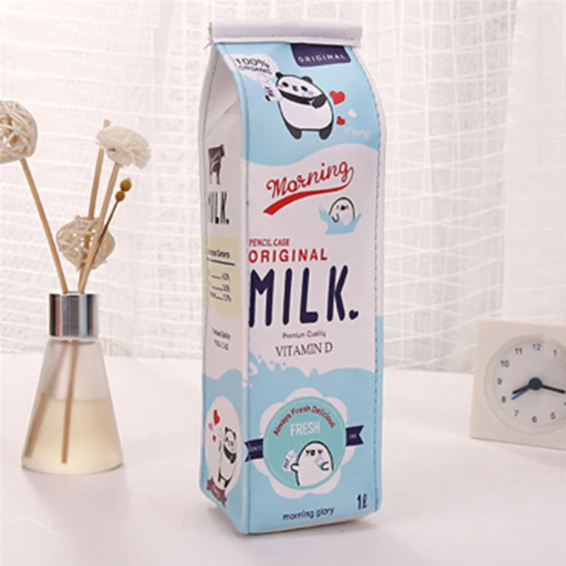 

Kawaii Creative Fruit Milk Carton Design Pencil Case PU Waterproof School Supply Student Stationery Big Storage Kids Gift