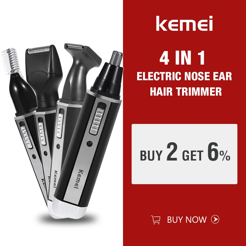 Kemei KM-6630 перезаряжаемый триммер для носа и ушной триммер 4 в 1 Электрический триммер для носа и ушей триммер для бороды и бровей электрический триммер для волос