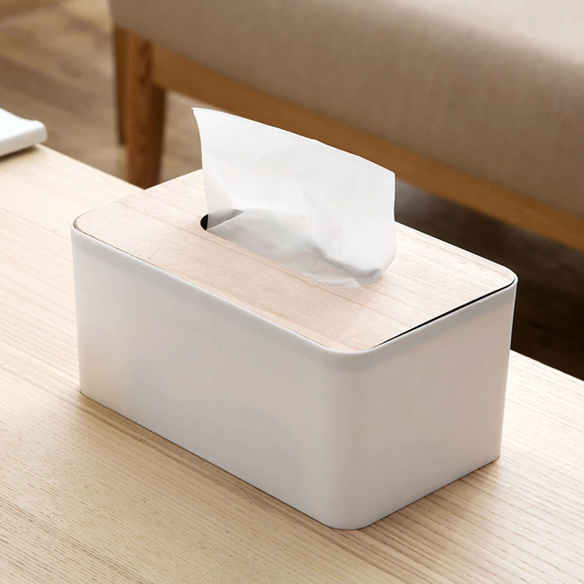 

1PC Wooden Tissue Boxes Case Removable Tissues Holder Paper Organization Napkin Box with Lid for Office Home Bathroom NEW