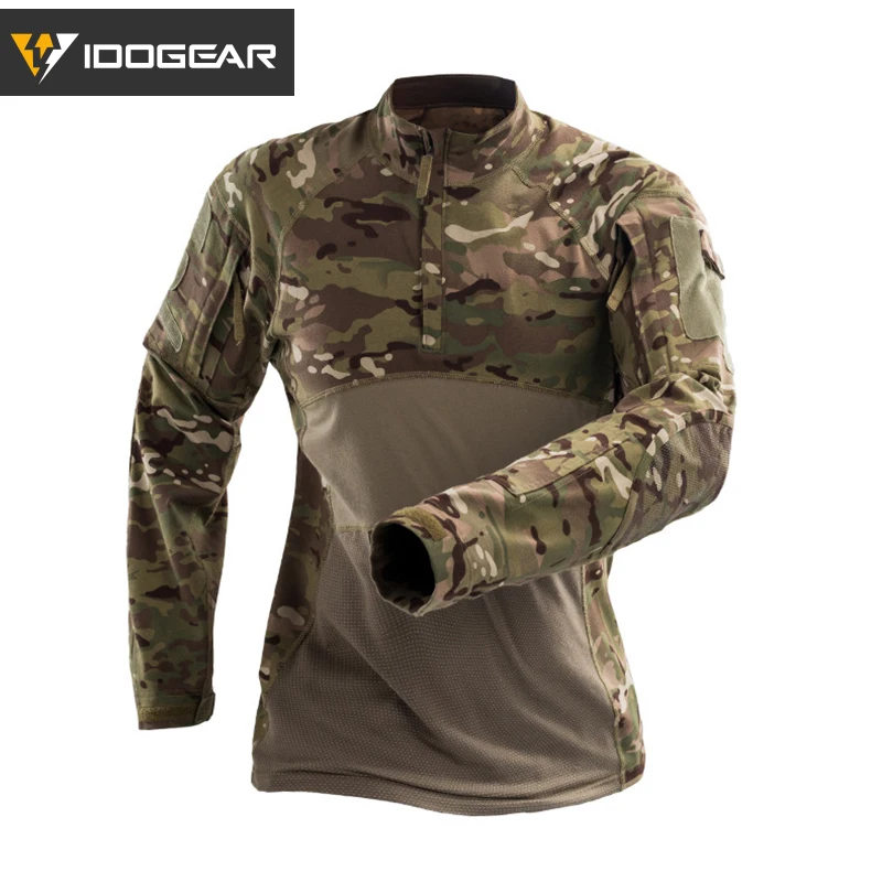 IDOGEAR тактическая рубашка с длинным рукавом камуфляжный Топ для страйкбола