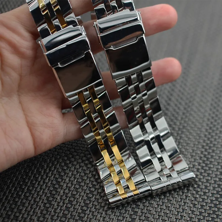 Ремешок из нержавеющей стали для часов Breitling ремешок 22 мм 24 мм ремешок для часов браслет наручные серебряные часы замена