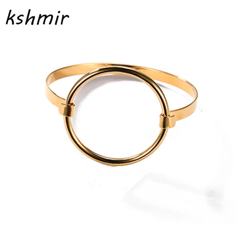 պարագաներ մեծածախ Minimalism wind circular Ring fashion fashion խոզանակ ապարանջան Fashion han edition խոռոչ դուրս շրջանակի ձեռնաշղթա FF885