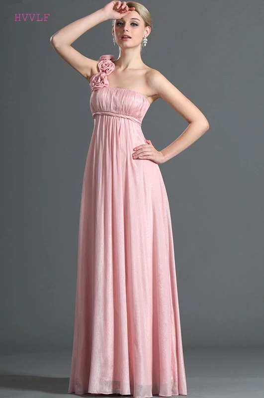 Pink 2019 Cheap Bridesmaid Dresses Under 50 A Line One Shoulder
