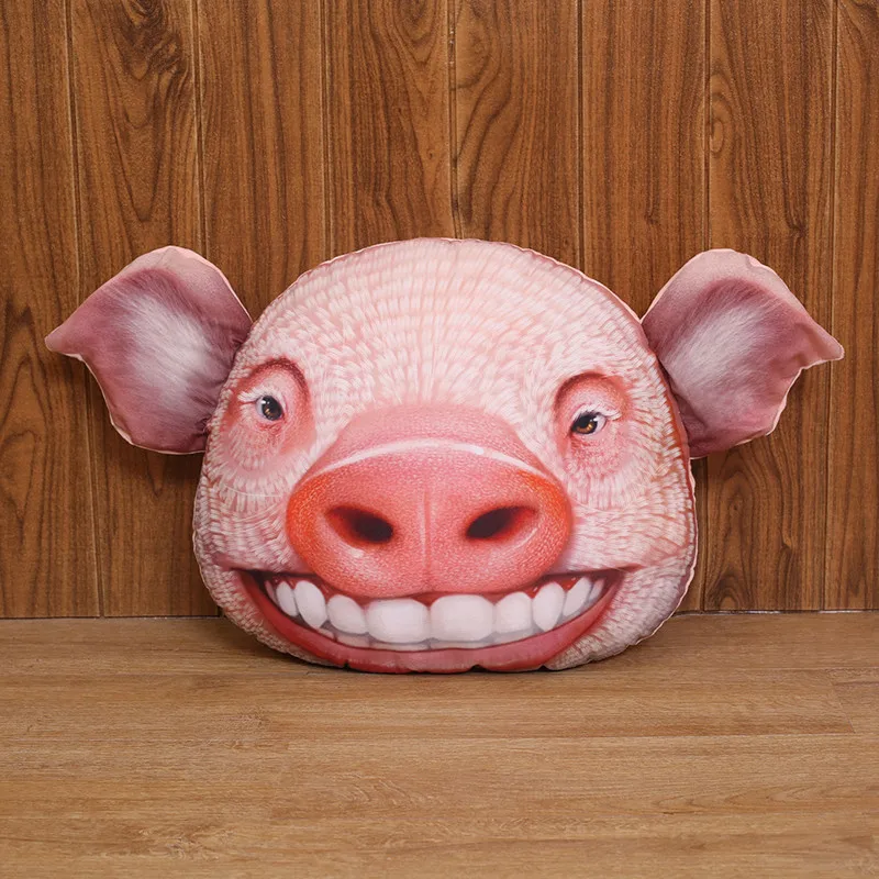 

3D Simulation Pig Plush Pillow Expression Cushion Stuffed Pig Doll Soft Animal Pillows Funny Toy Sofa Cushion Girl Birthday Gift