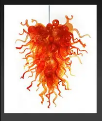 Стиль Чихули Красный муранского Стекло висит светодио дный индивидуальный Кулон лампы для Декор в гостиную