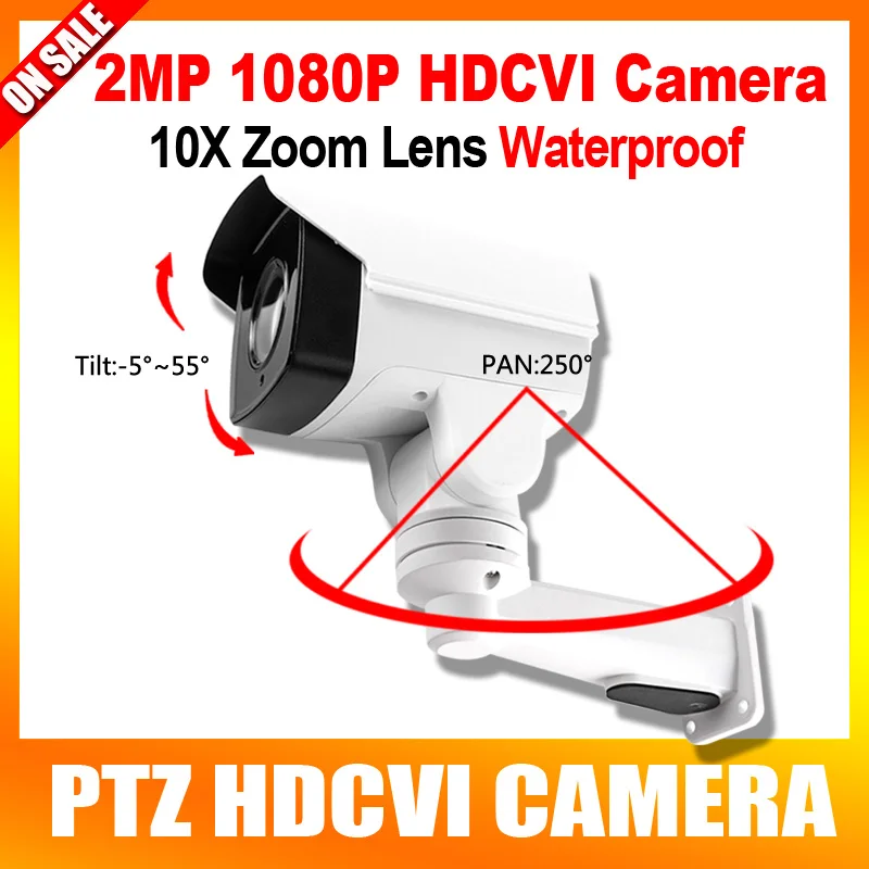 10X Optical Zoom Motorized Lens Rotary HD Bullet PTZ CVI Camera 2MP Waterproof ,Night vision IR 80m,Pan/Tilt Rotation Coaxial