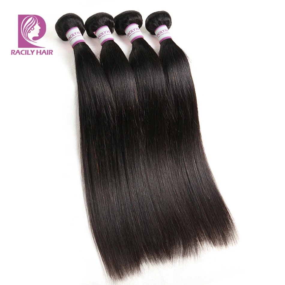 Racily Hair Brazilian Straight Hair Weave Bundles 100% Human Hair Bundles 8-28 Inches Natural Color Remy Hair Weave 1/3/4 Pieces
