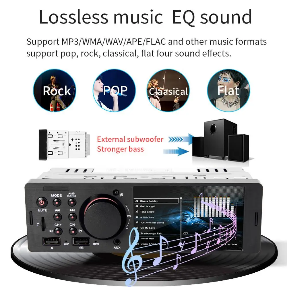 1 Din Radio de Coche estéreo Autoradio Auto Radio Para Coche USB manos libres MP5 reproductor de imagen inversa estéreo de Coche 1din radio