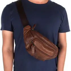 Высокое качество Для мужчин Бизнес из натуральной кожи мини сумки груди мужской досуг Ретро Crossbody ремень сумки Винтаж Спортивная поясная