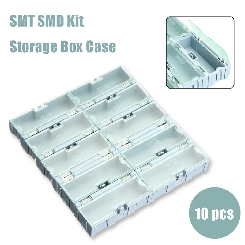 

TMOEC 10Pcs SMT Kit Storage Box Case SMD Kit Lab Chip Components Screw Container Storage Boxes Electronic Case Kit