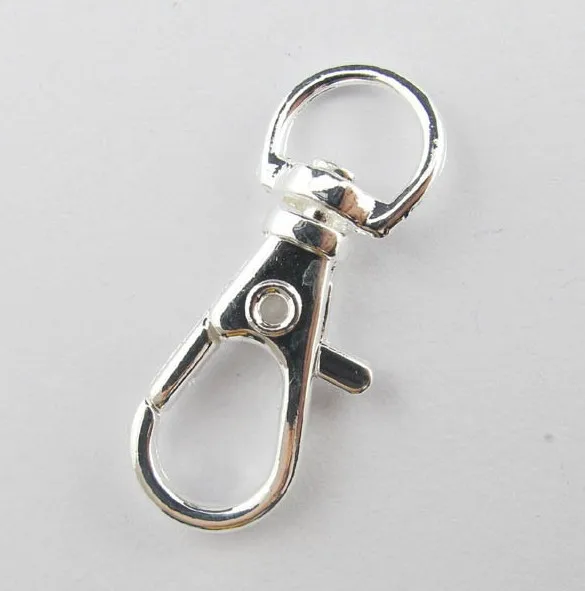 100pcs Plated Silver Lobster Swivel Clasp Key Chain Ring For Keys Car