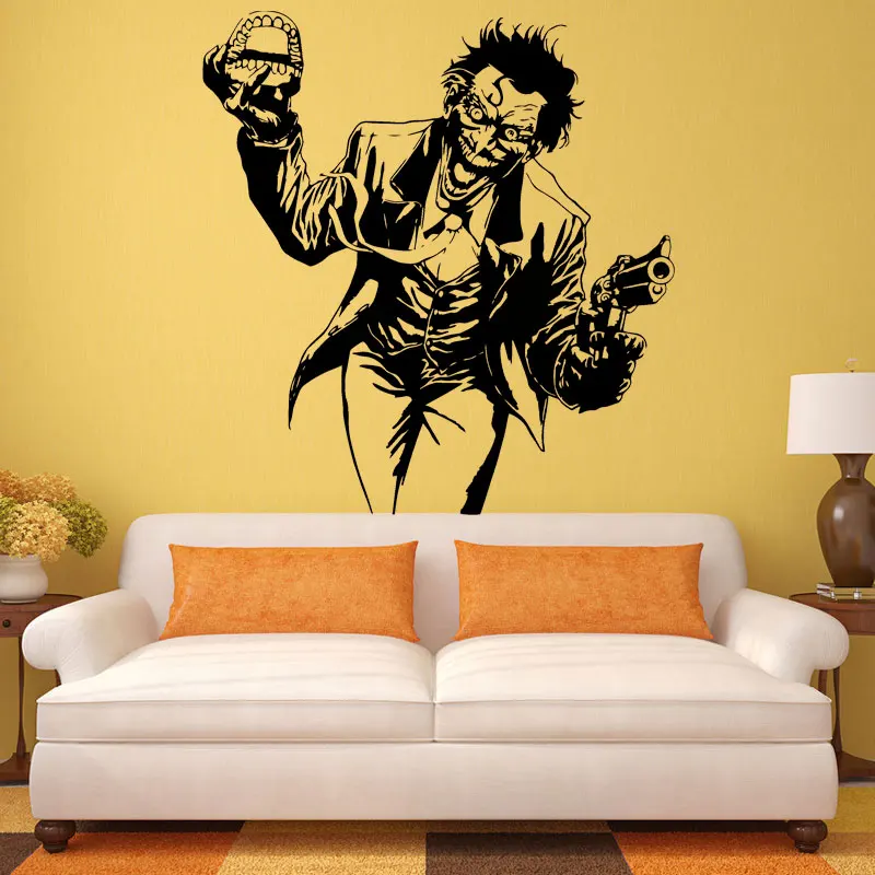 Heath Ledger Joker Wall Sticker Comics Superhero DC Marvel Vinyl Decal Home Interior Decoration Room Art Mural E691