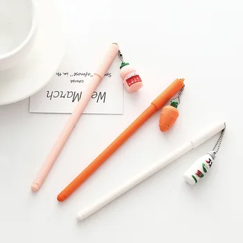 

48pcs/lot mini cute cartoon milk bottle pendant style gel pen unisex pen school students writing tool prize gift