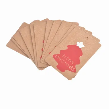 

FUNIQUE 50PCs High Quality Paper Tags Printing Christmas Figures Lovely Round Square Tags For Christmas Gifts Fashion Tags