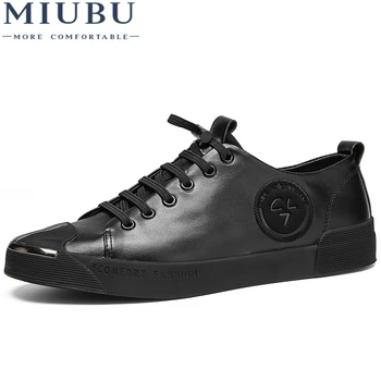 

MIUBU Suede Leather Men Dress Shoes Fashion Walking Lace Up Shoes Design Breathable Shoes Men Flat Sneakers Dropshipping
