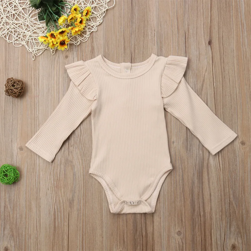 Baby Bodysuits Toddler Newborn Baby Boy Clothes Girls Boys Long Sleeve Ruched Solid Romper Body New Infant Bodysuit Clothing