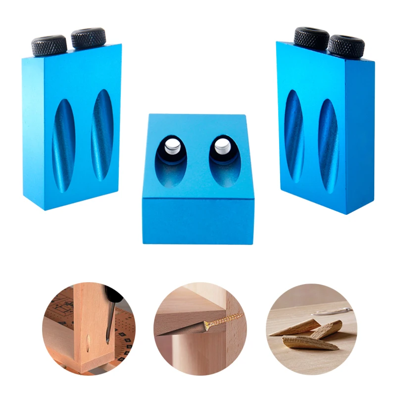 Pocket Hole Jig Kit 6/8/10mm Drive Adapter for Woodworking Angle Drilling Holes Guide Wood Tools