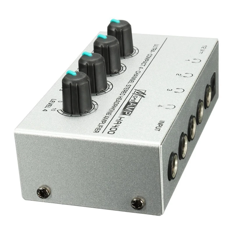 HA400 4 Channel Ultra compact Headphone Audio Stereo Amp Microamp AmplifierStereo Headphone AMP Amplifer US Adapter G6H9