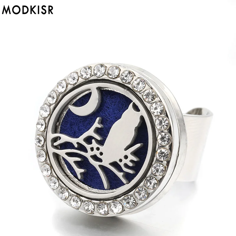 

MODKISR Wholesale Stainless Steel Little Bird 25mm Sweet Aromatherapy Essential Oil Diffuser Women Rings Jewelry Female Ring