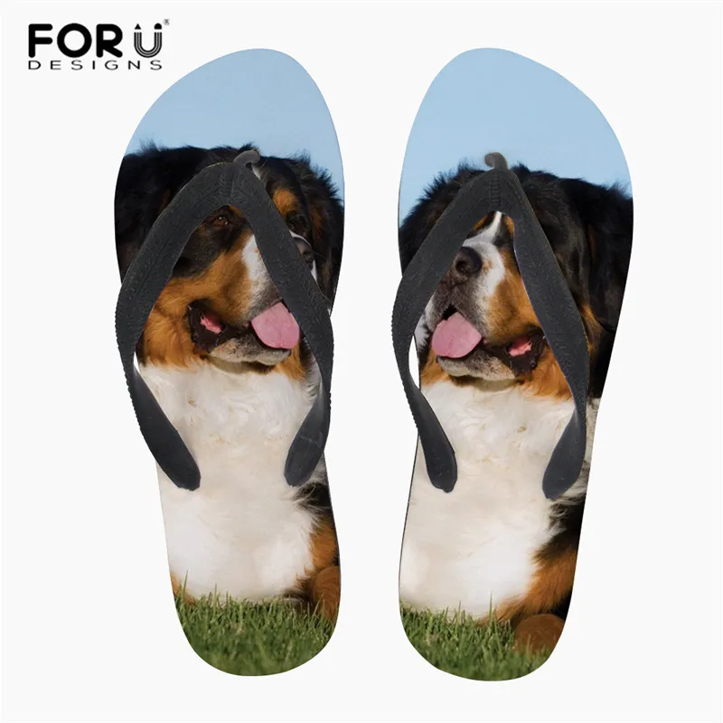 FORUDESIGNS/летние шлепанцы для женщин Bernese Mountain Dog Prints вьетнамки на плоской подошве