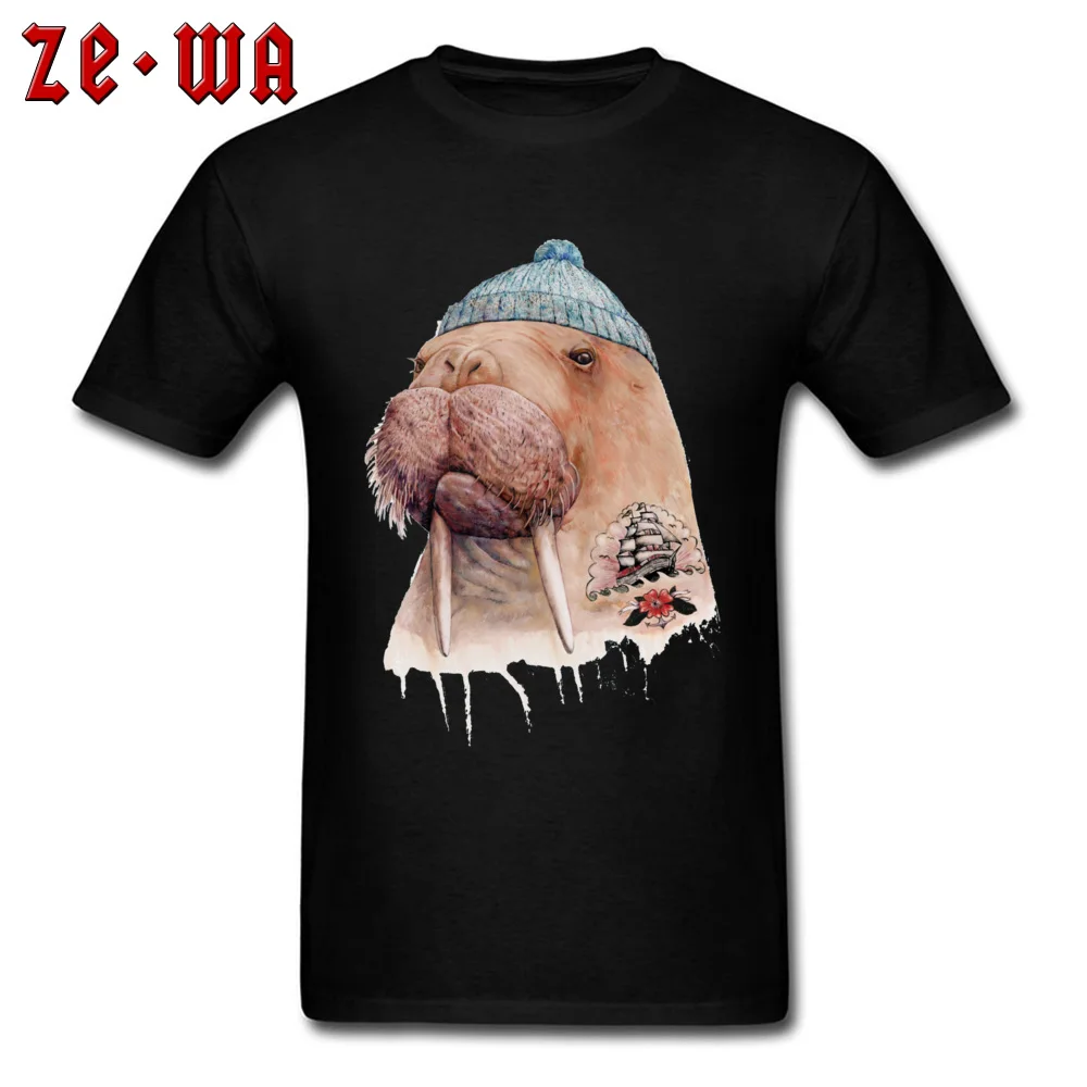 Tattooed Walrus 3101 Crew Neck T-Shirt ostern Day Tops & Tees Short Sleeve Prevalent 100% Cotton Design Sweatshirts Geek Adult Tattooed Walrus 3101 black