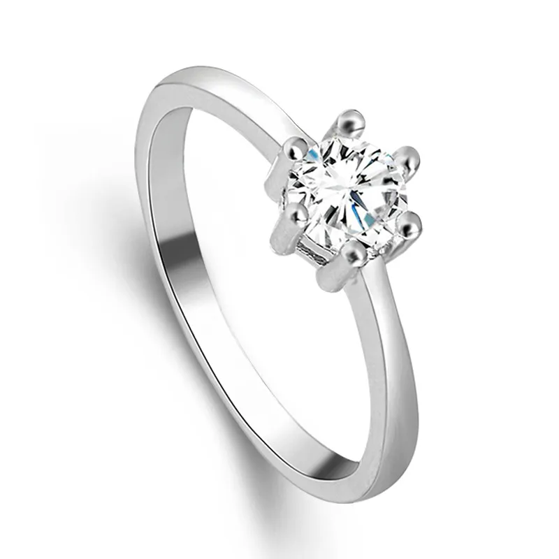 

QCOOLJLY Hot Sale!!One Piece 5 Sizes Multicolor Elegant Female Wedding Bands Silver Color Cubic Zirconia Rings Size 5 6 7 8 9