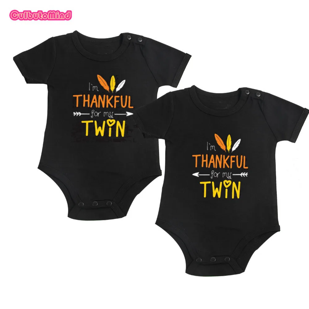 Culbutomind/комплект детской одежды для близнецов; she dit it he did it; рубашка для мальчиков и девочек или стильная одежда для малышей; боди для близнецов; одежда для малышей - Цвет: thankful twins