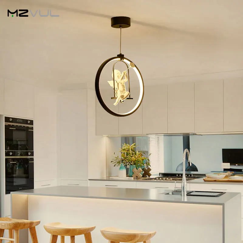 

Nordic Style Creative Angel LED Pendant Light 3 Colors Adjustable Creative Personality Restaurant Light Bedroom Hanging Light