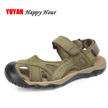 Новые летние сандалии Мужские туфли из натуральной кожи с нескользящей подошвой Для Мужчин's пляжные сандалии высокое качество K202