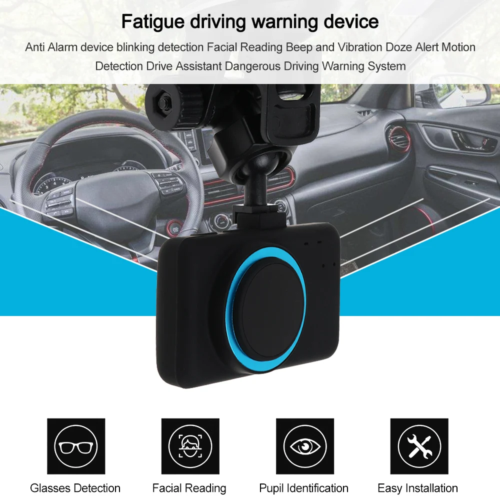 

Dangerous Fatigue Driving Warning Device Facial Reading Beep and Vibration Doze Alert Motion Detection Anti Alarm Blinking