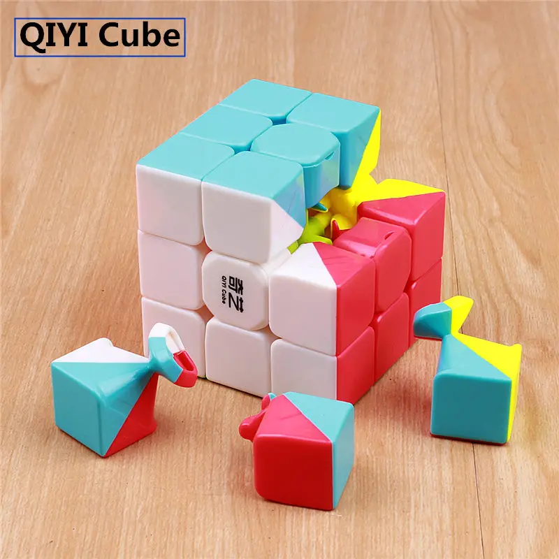 Qiyi warrior S 3x3x3 три слоя магические кубики профессиональный конкурс скорость Cubo магические наклейки Пазлы куб игрушки для детей - Цвет: colorful