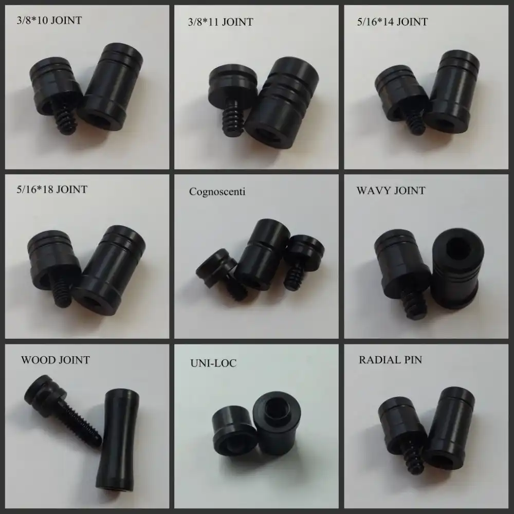 Pool Cue Joint Protectors Set - 3/8 X 11 Thread, Male & Female Black Plastic Caps