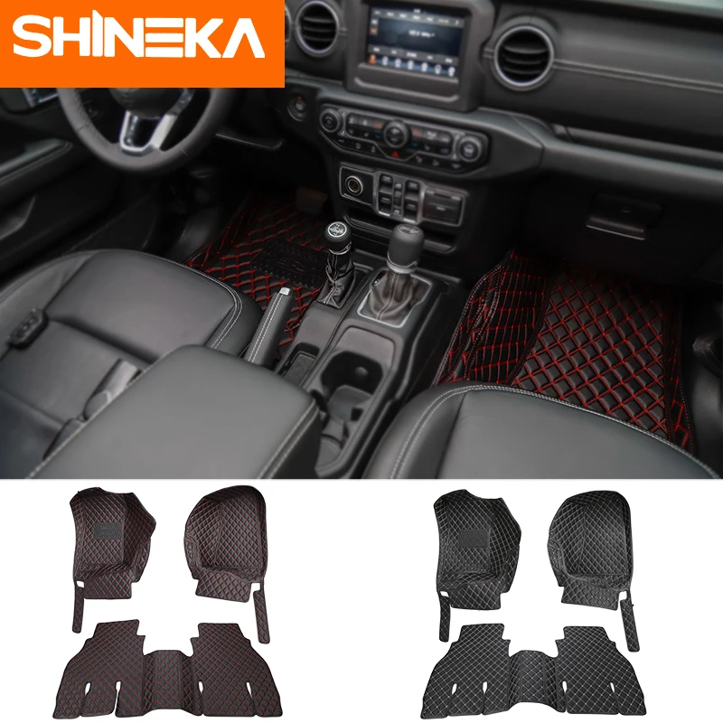 SHINEKA Floor Mats Artificial Leather Mat For Wrangler JL 2018