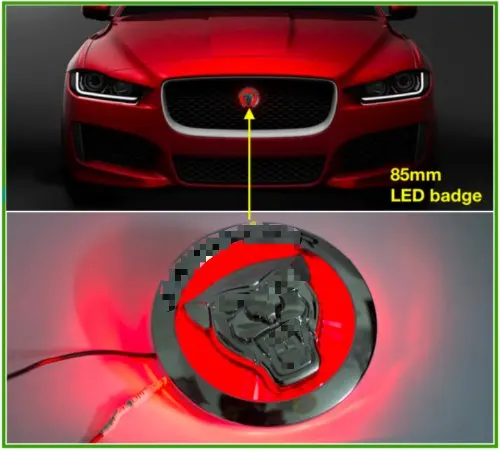 

Rollsrover Front Center Grille Badge for Jaguar Bumper Grille Red Chrome Color 85mm Paste LED badge