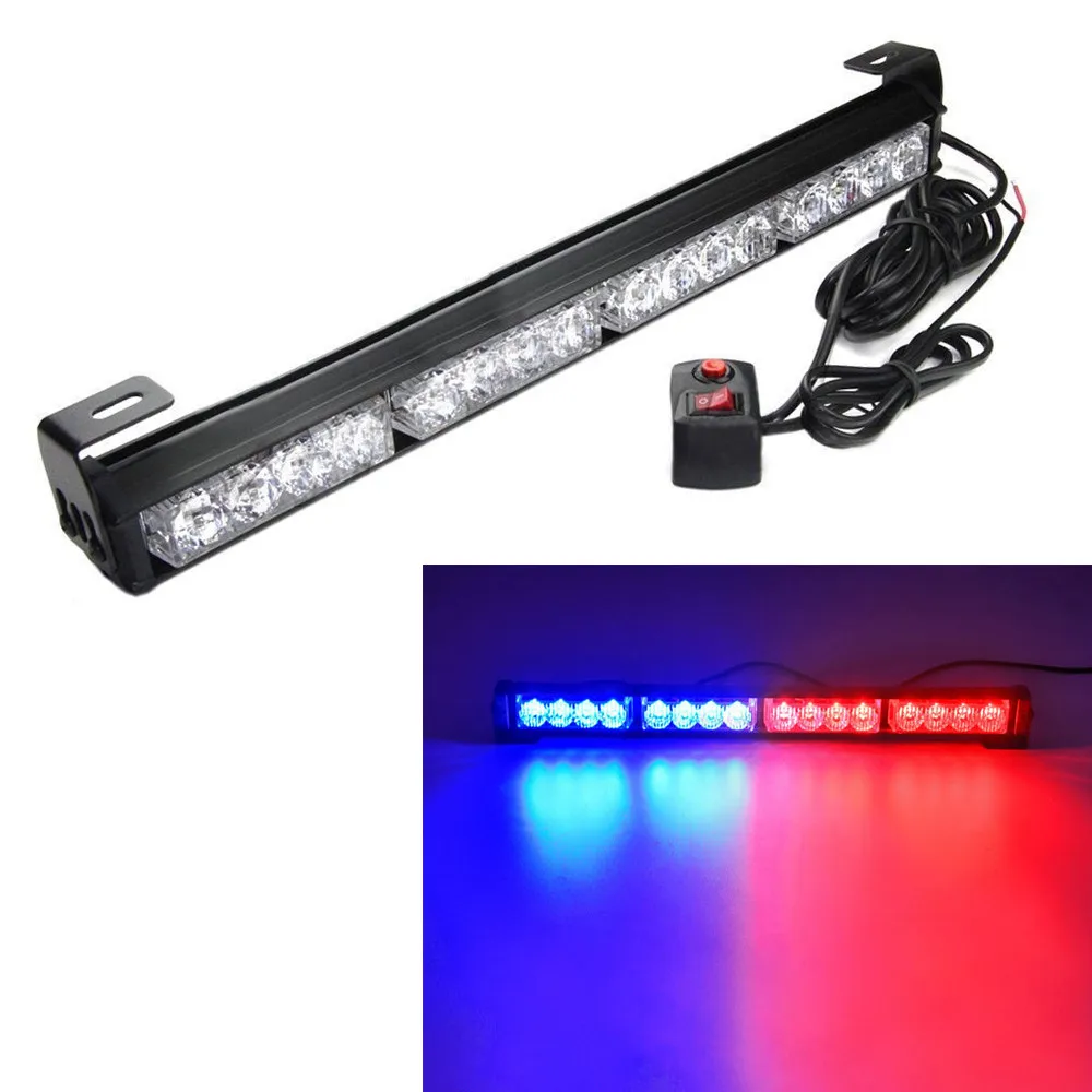 16 LED Emergency Warning Light Bar Traffic Advisor Strobe Flash Lamp